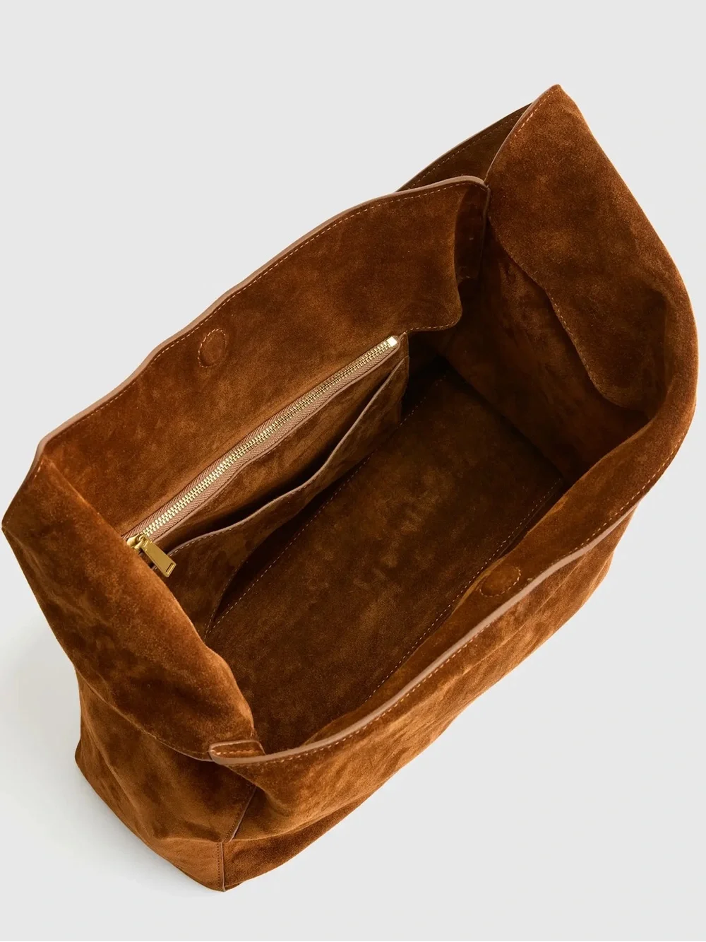 New Quince Italian Suede Slouchy Shoulder Bag - Whiskey $150